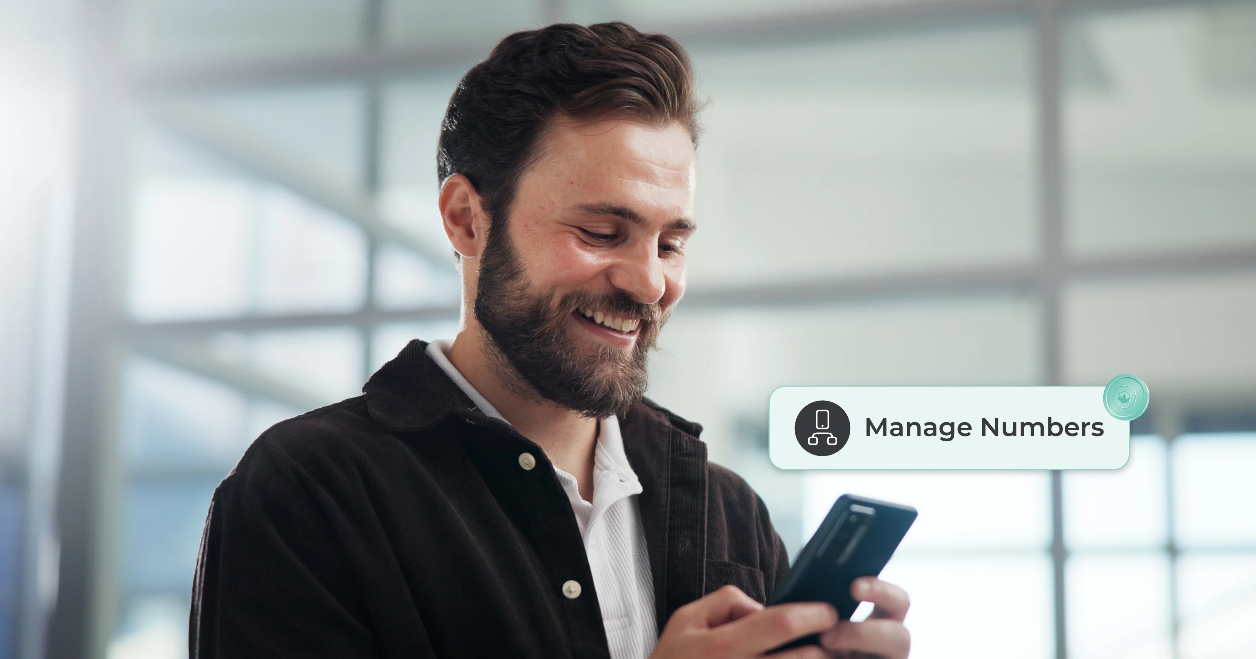 Person using smartphone to manage multiple GIGS numbers on Kastelo app